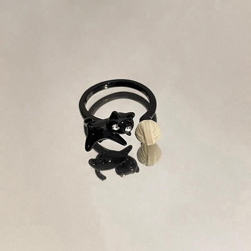 Creative Vintage Funny Cat Opening Adjustable Ring For Women Girls Cartoon Cute Rings Party Jewelry Accessories Gifts
