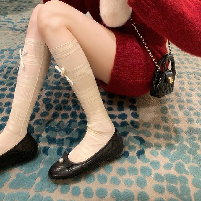 All cowhide~ beautiful pearl bow genuine leather Mary Jane single shoes women's super soft-soled evening shoes ballet flats