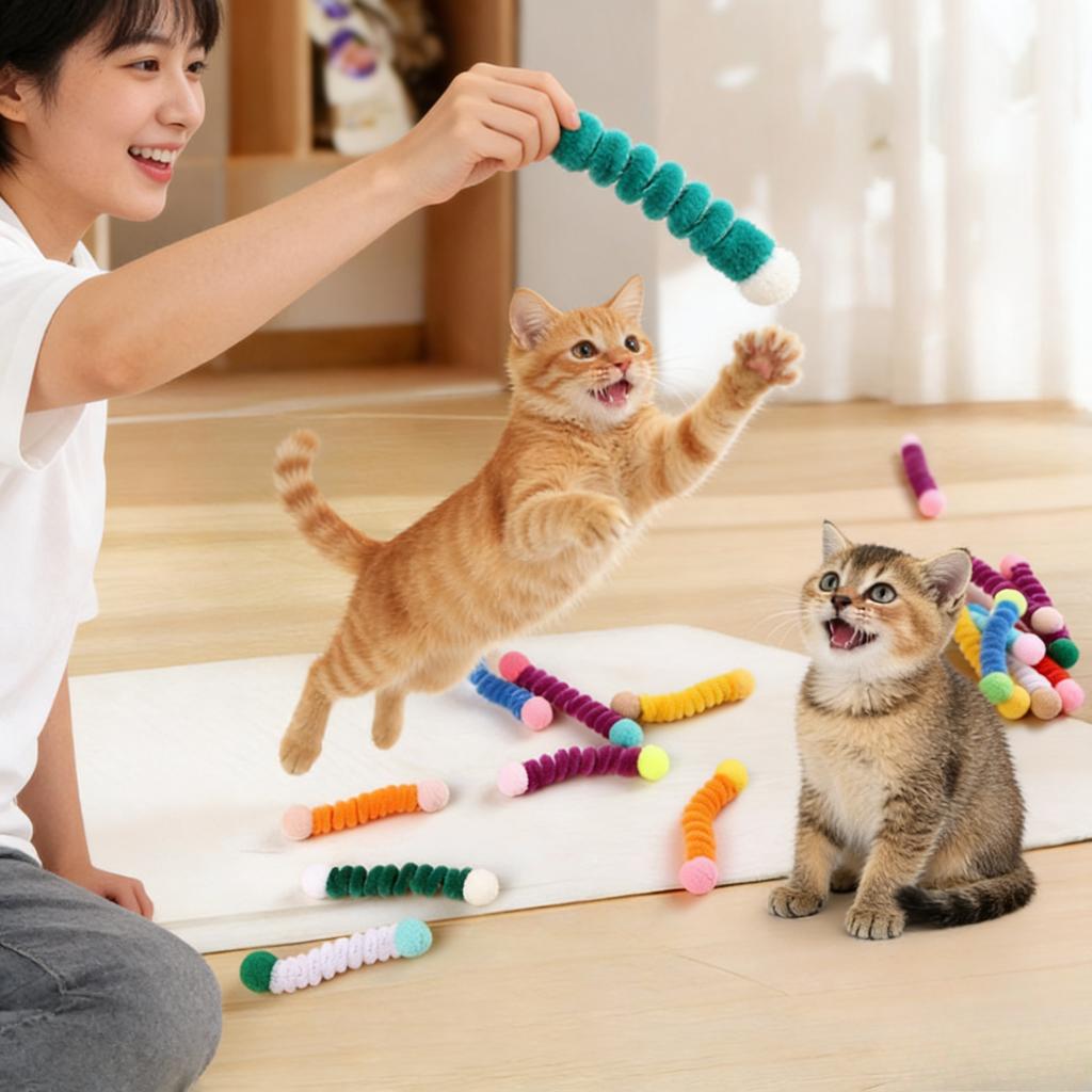 12 Stück Katzenspielzeug, Haustier-Feder spirale, Kätzchen Jagdspielzeug, Kunststoff-Spiralfedern, Interaktives Haustierbedarf, Indoor-Katzenzubehör