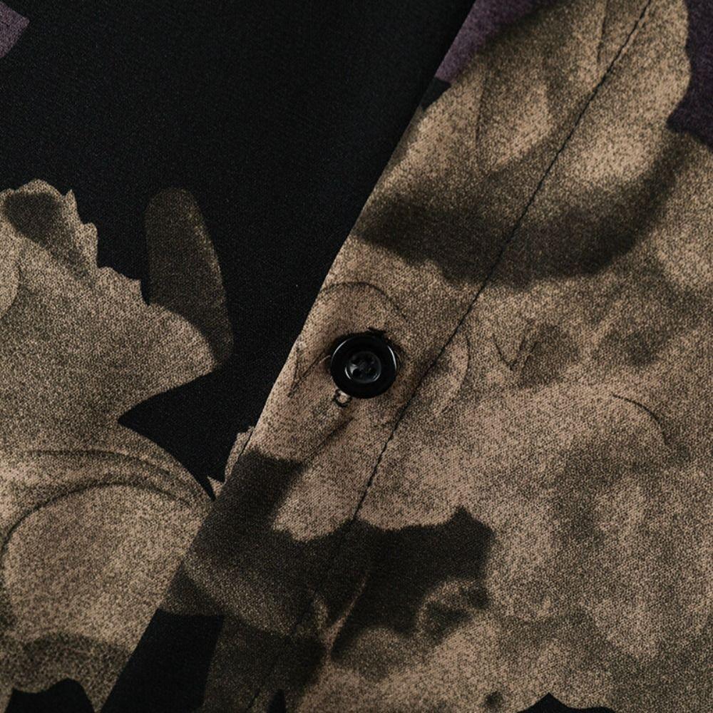 Loose Beachwear Shirts Men V-neck Short Sleeve Shirts All Match Women Flower Blouse Summer