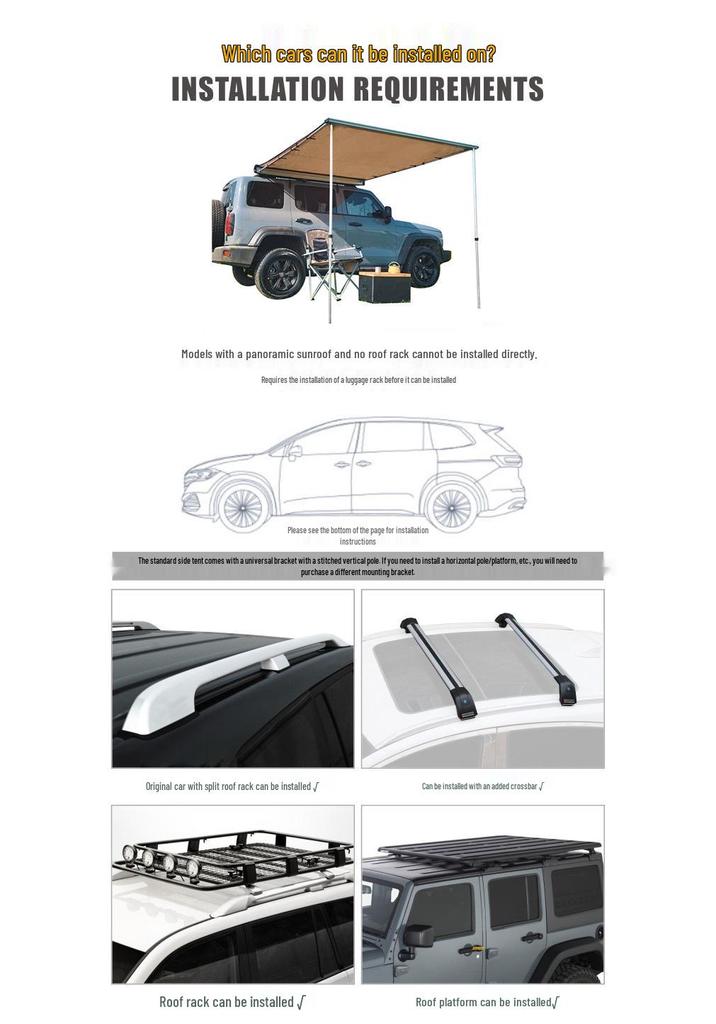 Waterproof Retractable Car Roof Awning: Aluminum Alloy with Sun Protection for Outdoor Camping