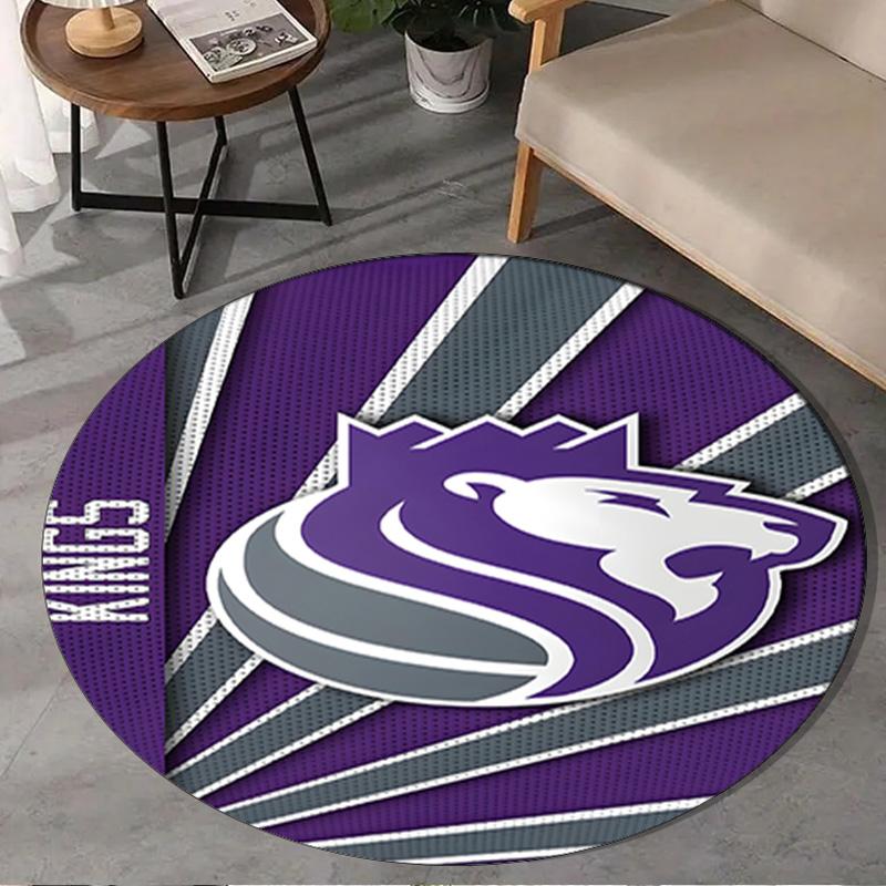 Kings Basketball Team Logo Round Rug for Livingroom,Bedroom, Palyroom, Chair Rug, Area rug, Circle Carpet, Large Size Fan Christmas gift