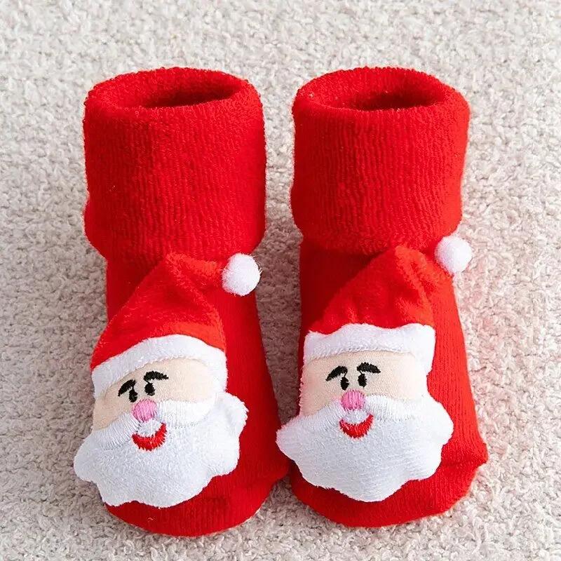 Kinder Kindersocken für Mädchen Jungen Verdicken Druck Baumwolle Kleinkinder Baby Weihnachtssocken für Neugeborene Säugling Kurze Socken