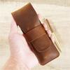Handmade Genuine Leather Pencil Bag Cowhide Fountain Pen Case Holder Vintage Retro Style Accessories For Travel Journa