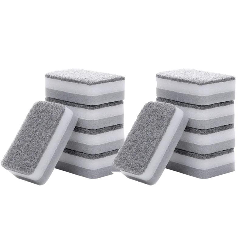 Double-sided sponge brush, washable pad for wiping grey dirt, kitchen stain sponge for cleaning, dishwashing sponge