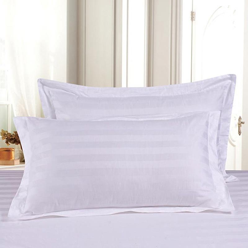 New 1 PC Cotton Diameter 45 * 75 Pillowcase Hotel Cotton Bedding Thicke Satin Strip of Pure White