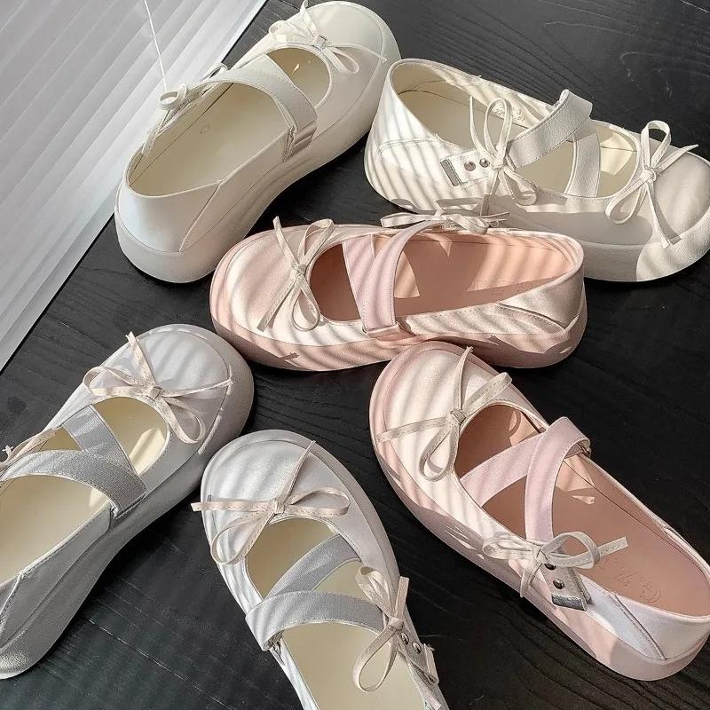 Fashion 2024 New Sweet Vintage Flat Shoes Mary Janes Shoes Women Bow-knot Buckle Lolita Platform Shoes Female Cute Designer Shoe Girls