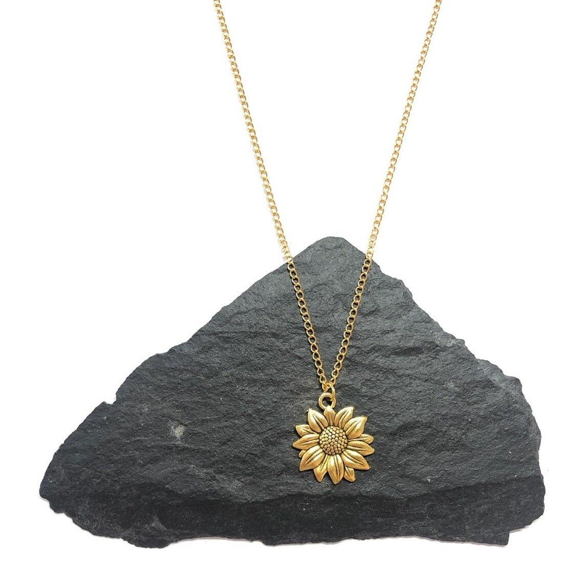 

New Arrival Pendant Necklace Cxwind Stainless Steel Charm Women .Sunflower Earrings Choker Pendants Girlfriend Birthday Clavicle JewelryTrendy золотой