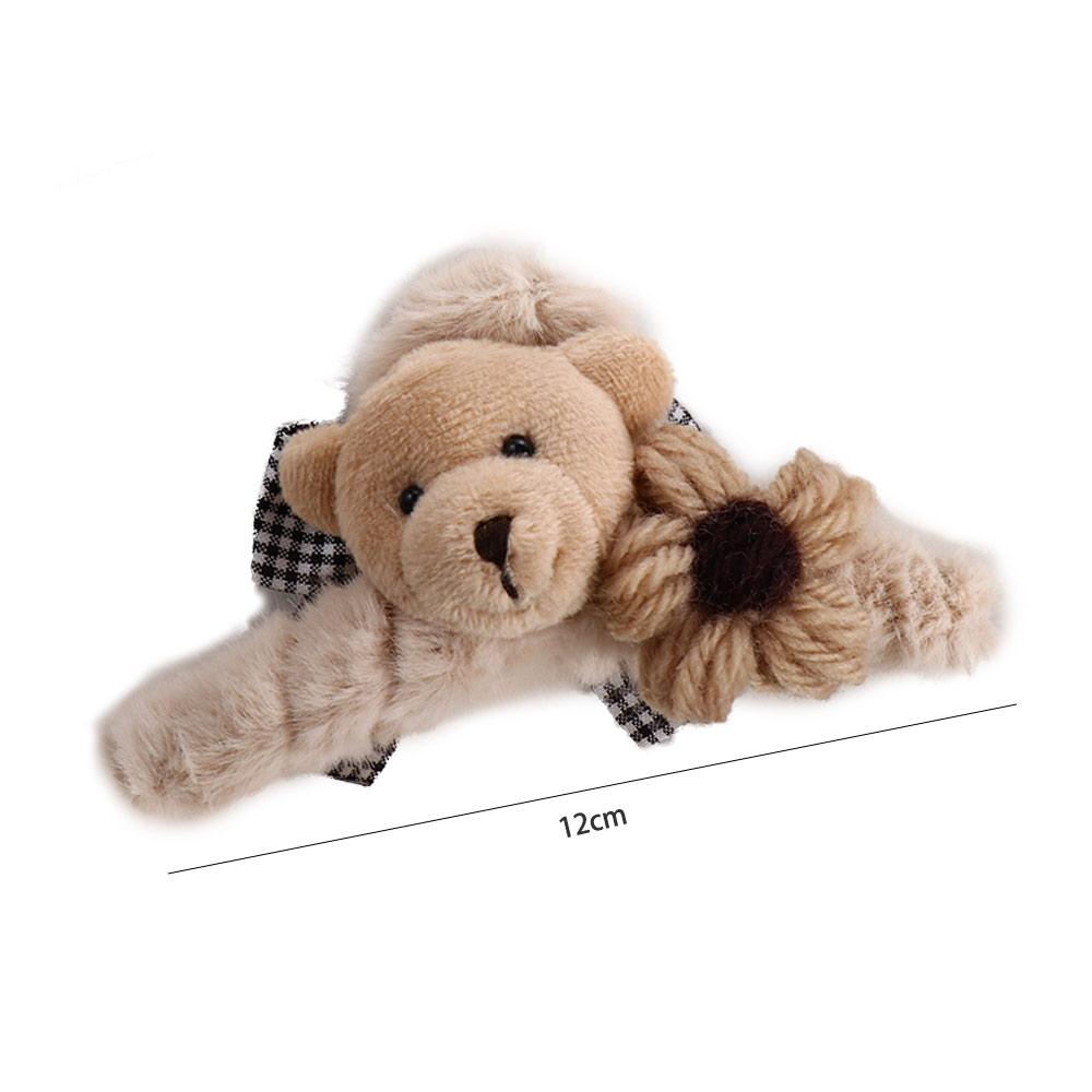 Bathing Flower Bow Plush Bear Hair Claws Women Hair Clips Korean Style Crab Clips Hair Accessories