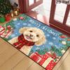 1pc, Merry Christmas! Adorable Dog Welcome Doormat Featuring Christmas Gift Box Design Christmas Atmosphere Theme Decorative Floor Mat Non-Slip Machi