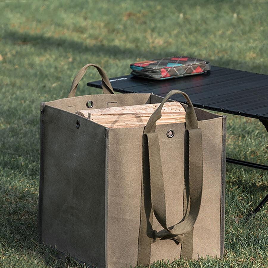 CAMPINGMOON Large Size Canvas Firewood Wood Carrier Bag Log Storage Camping Outdoor Holder Durable Carry Bag With Double Handles
