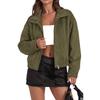 Women's Casual Slim Fit Short Zip Up Jacket with Turn-Down Collar for Everyday Wear