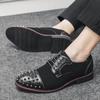 New Black Pointed Suede Studded Rivet Casual Oxford Shoes For Men Formal Wedding Dress Homecoming Sapato Social Masculino