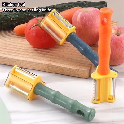 Three-in-One Vegetable Fruit Peeler Multifunction Peeling Knife Cucumber Grater Practical Knife Sharpener Kitchen Tool