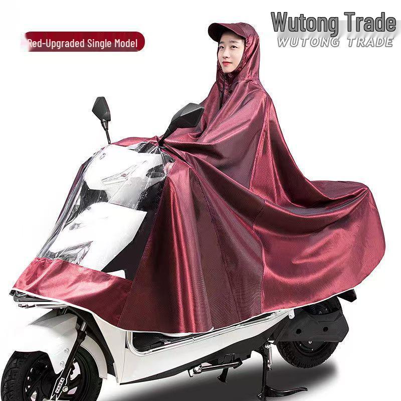 Electric Vehicle Motorcycle Raincoat - Anti-Heavy Rain, Enlarged, Thickened, Jacquard, for Single/Double Person with Leg Cover, Unisex