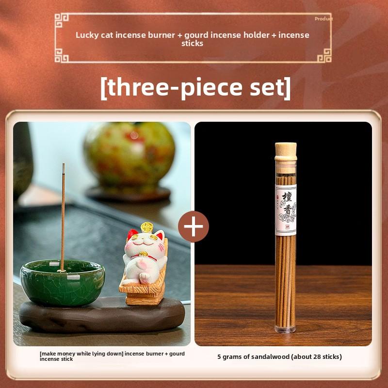 Lying-win Fortune-Bringing Cat Incense Stick Insert for Incense Burner Desktop Decor Item Incense Burning Sandalwood