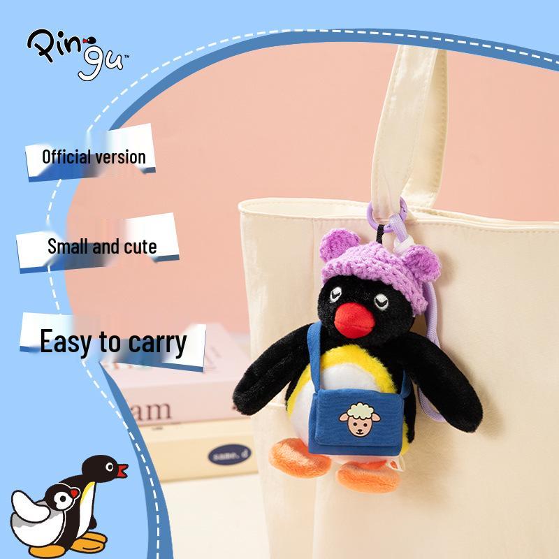 Pingente de Pelúcia Chapéu de Coco Original de Pinguim Boneca Pingente para Mochila Chaveiro Presente