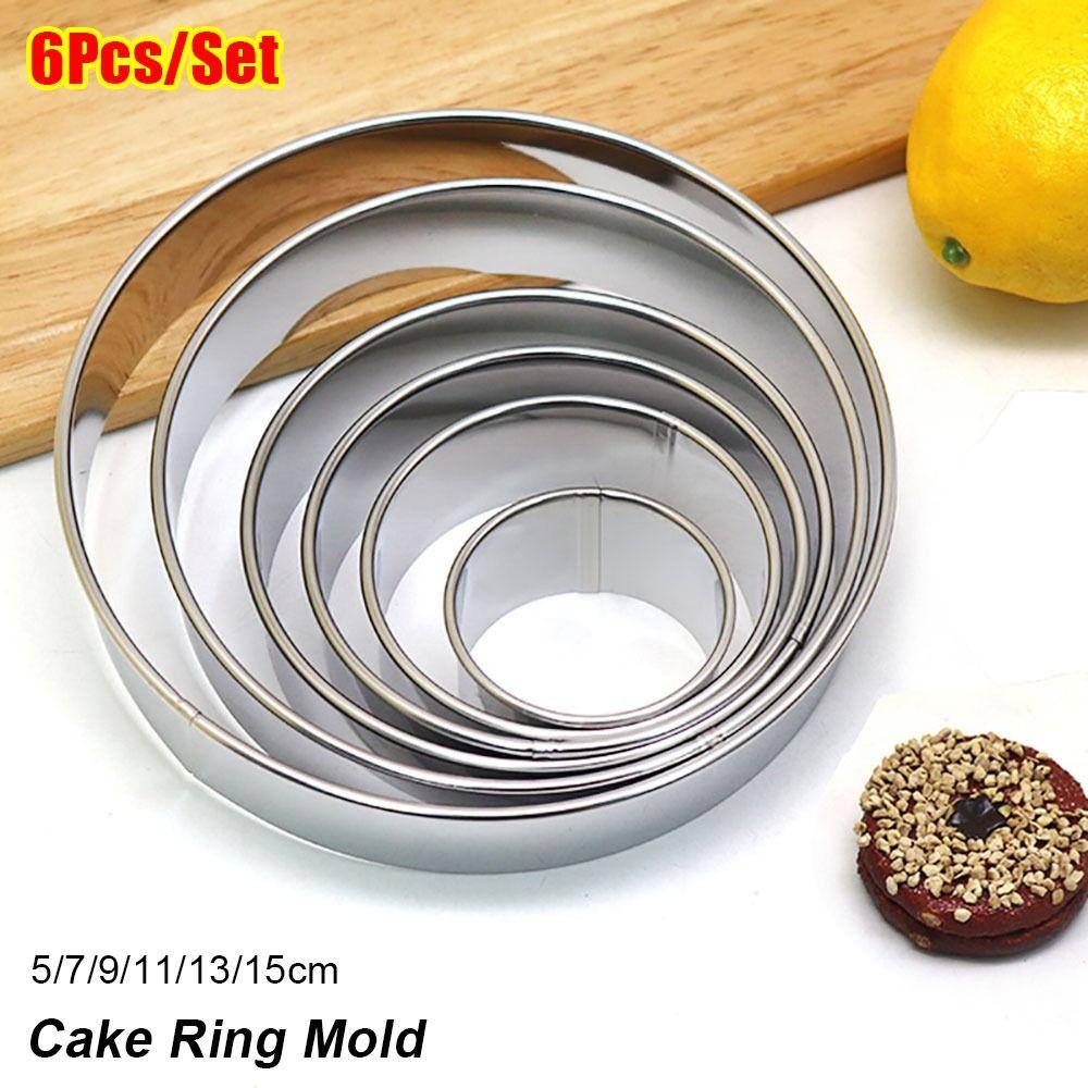 6Pcs/Set DIY Cake Ring Mold Stainless Steel Cookie Mousse Cuttur Durable Wedding Cake Tools