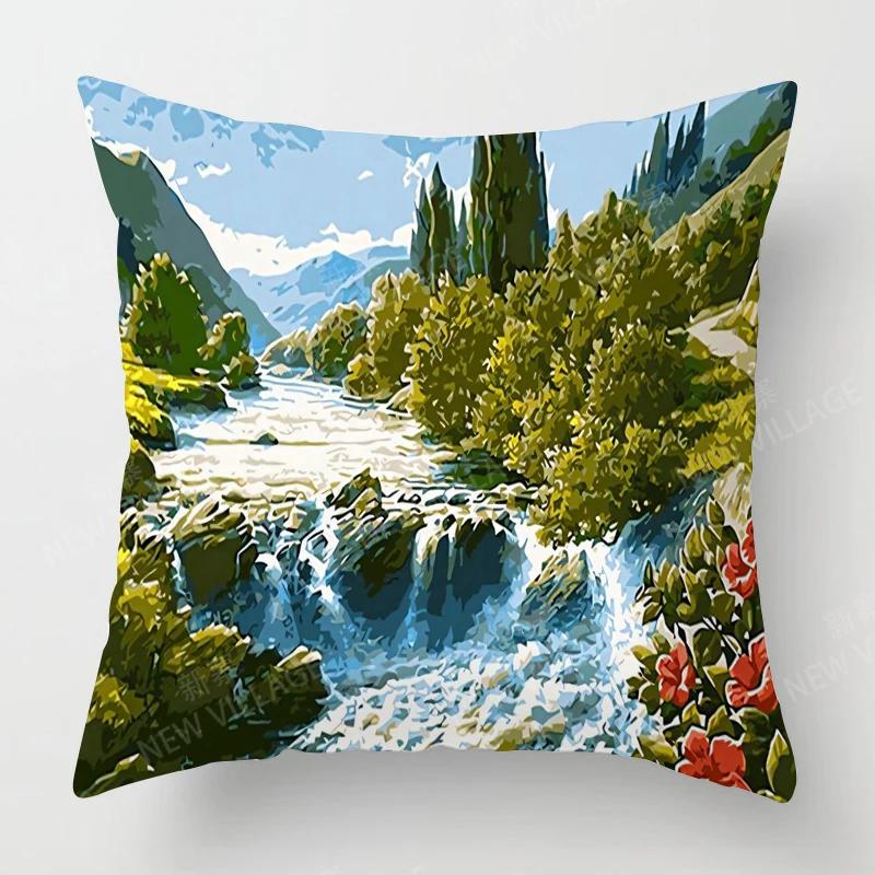Home Living Room Decoration Cushion Covers Vintage Oil Painting Style Throw Pillow Cover4545 Pillowcase 40x40cm 50x50 45x45