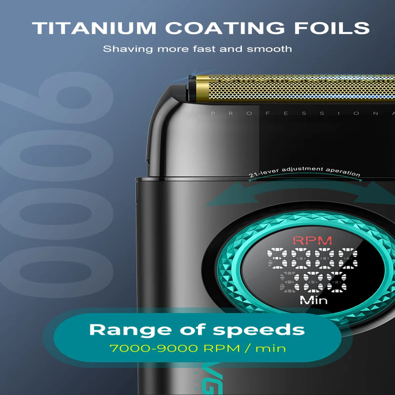 Reciprocating Household Shaver with High-speed Motor, Digital Display and Rechargeable Professional Electric Shaver for Men  Safe and Skin-friendly