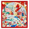 Silk Scarf Women Circus Troup Print Square Scarves Head Echarpes Silk Foulards Femme Wraps Beach Shawl Bandana Lady Hijabs 90CM