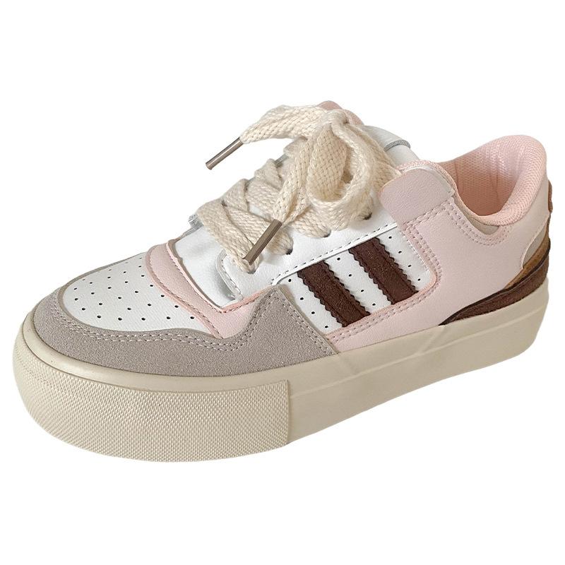 B-9108 Thick-soled Little White Shoes Women's Shoes 2024 New Autumn Niche Ins Trendy Shoes Versatile Flat-soled Leather Board Shoes
