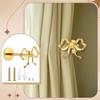 2 Pcs Metal Bow Curtain Holdbacks Gold Wall Mounted Bow Curtain Hold Backs Curtains Modern Gold Holders for Living Room Bedroom Office Home