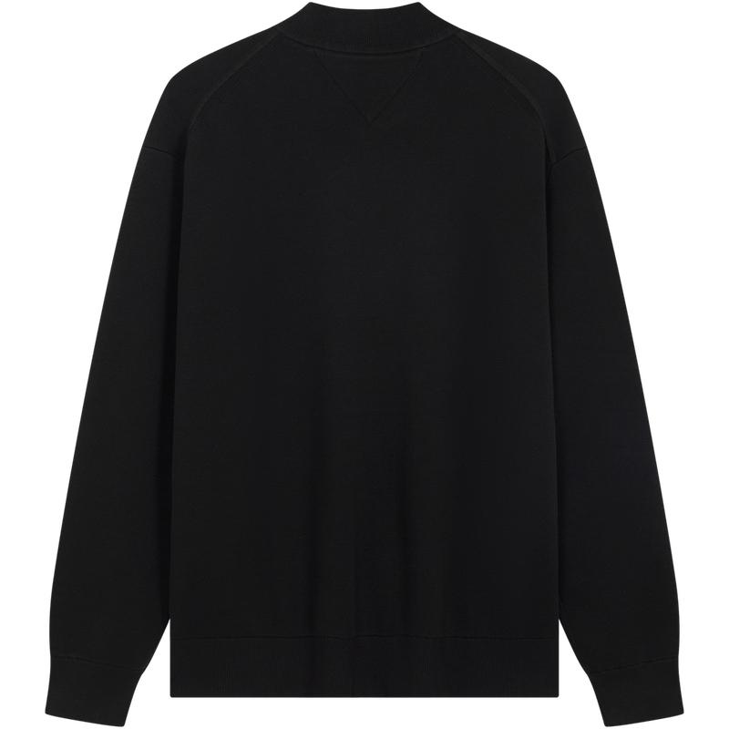 Tommy Hilfiger Suéter cárdigan suelto con cuello de béisbol para jóvenes, cremallera doble, ropa exterior para hombre MW0MW44255
