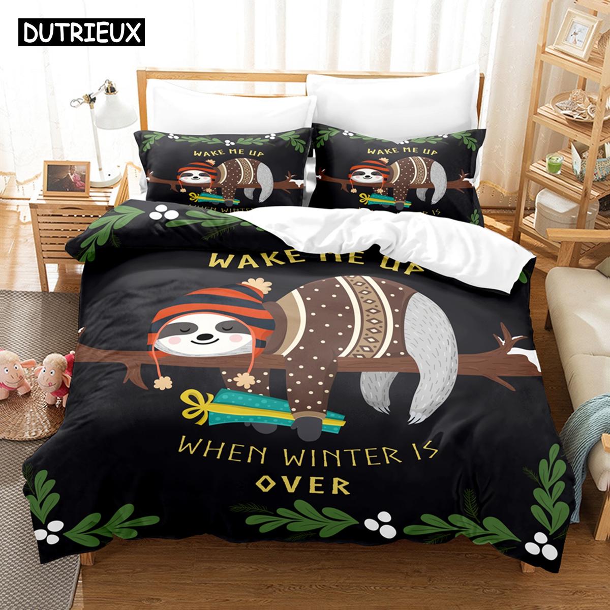 

Комплекты постельного белья с 3D-принтом «Ленивец» Комплект пододеяльников с наволочками Twin Full Queen King Постельное белье Постельное белье EU single(135x200cm)