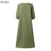ZANZEA Women CasuaL V-Neck Summer 3/4 Sleeve Dress