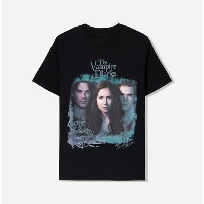 2025 Sommer The Vampire Diaries 100% Baumwoll-T-Shirt Herren Persönlichkeit Street Rundhals Kurzarm Locker Herren Damen T-Shirt