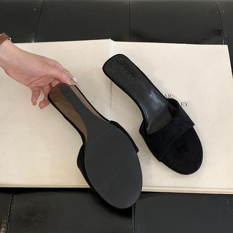 

Fashion Luxury Fashion Flock Women Wedges Slippers Female Slides Sandals Shoes Round Toe Footwear Ladies Heeled Slippers Wedges Shoes 35 чёрный