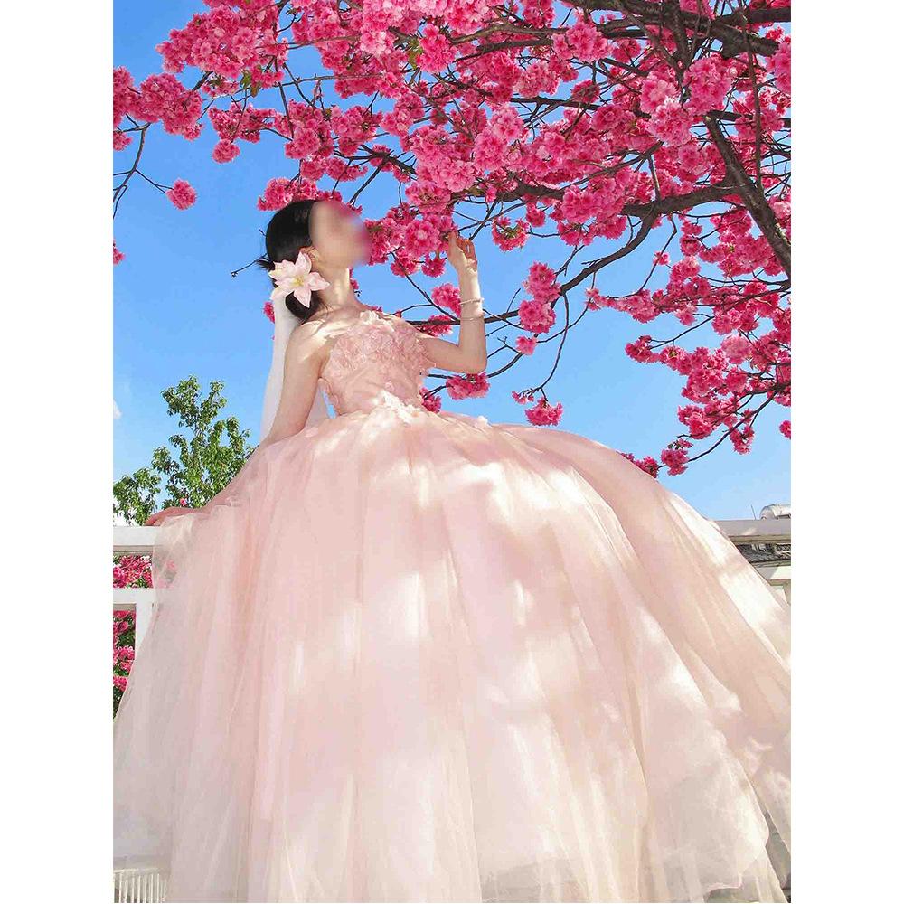 Pink tube top veil dress French student day bar mitzvah beautiful flowers on the run male skirt 2025 new