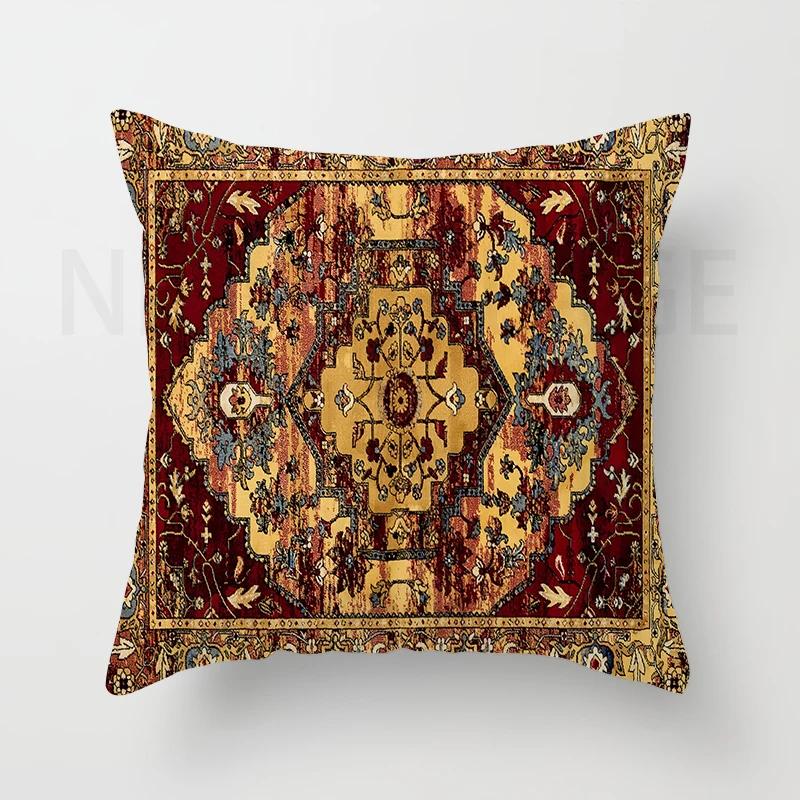Red Moroccan Ethnic Style Short Plush Pillowcase Sofa Cushion Cover Home Decoration Can Be Customized for You 40x40 50x50 60x60