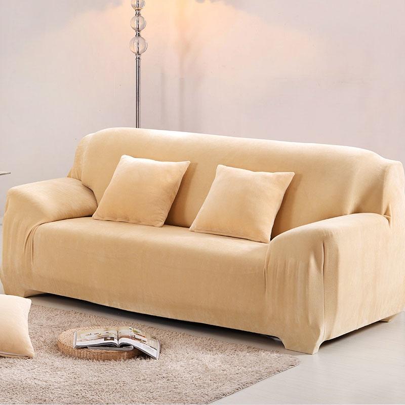 Easy Fit Sofa Slipcover Stretch Protector Soft Cover Thick Plush Velvet 14 Seat