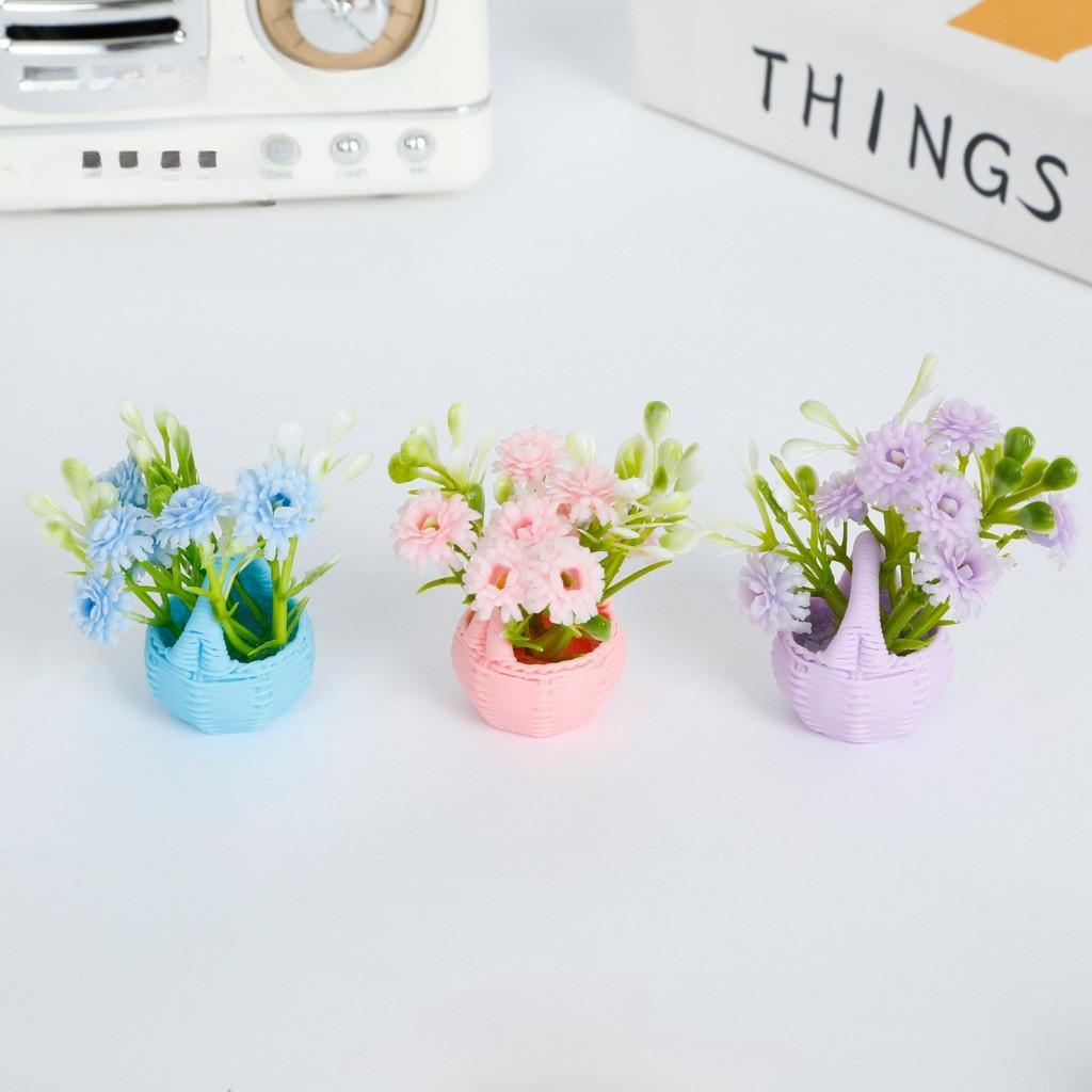 5Pcs Multicolors Flower Basket Miniatures Resin Desktop Ornaments Fairy Garden Decoration Moss Terrarium Micro Landscape