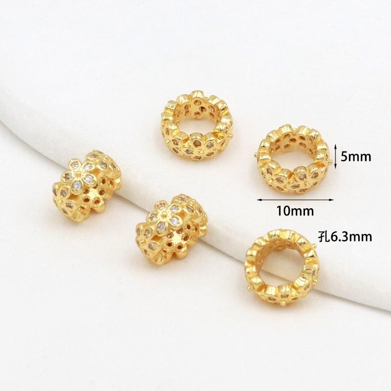 Farbechtheit k Echtgold mikro-eingefasster Zirkon Fassperlen Straße durchbohrt kleine Taille Kristallarmband DIY Perlenabstandshalter mit Perlen C
