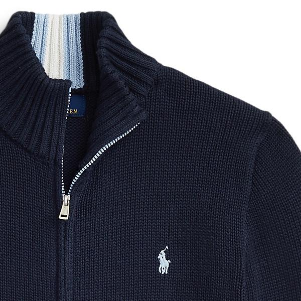 Polo Ralph Lauren Sweater FW24 Solid Color Logo Embroidered Half High Neck Zipper Long Sleeve Knit Kids sweaters Deep-Blue CWPOSWEY6820537-410