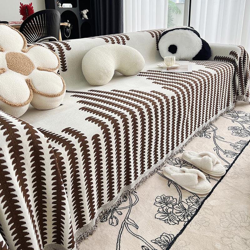 Wenxu Chenille Sofa Cover New Cushion Cover Blanket Four Seasons Anti-Cat Scratch All-Inclusive Universal Cover