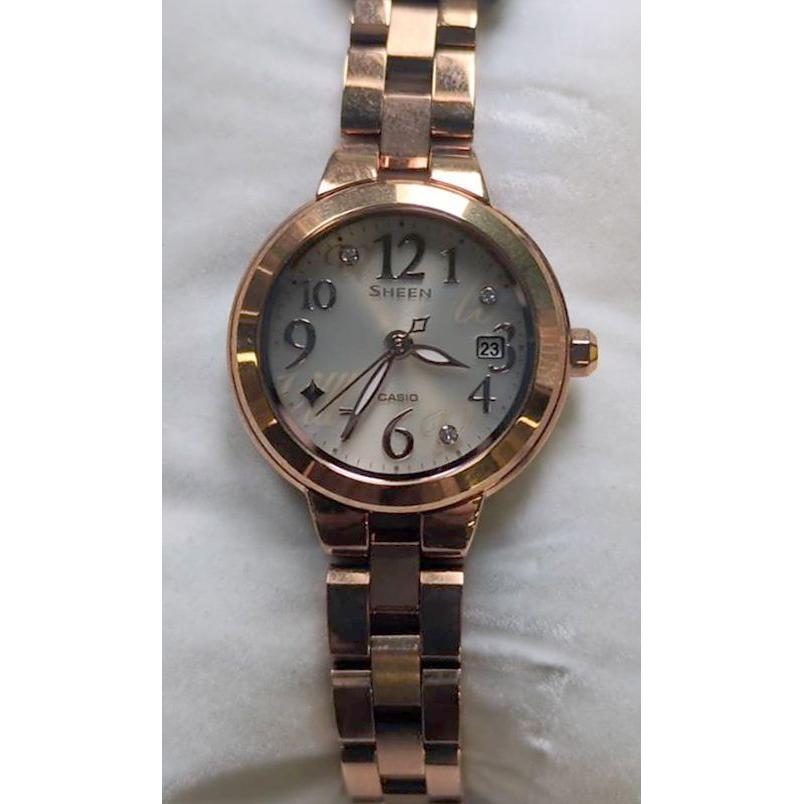 Used [Final disposal] Price reduction Casio SHEEN watch crystal adoption model solar watch SHE-4506SBG-9AJF