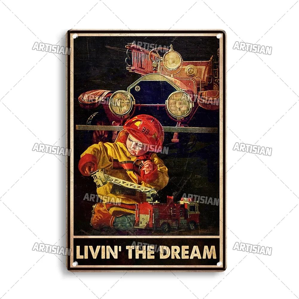 Artisan Brandweerman Blik Poster - Brandweerman Metalen Decoratief Bord, Perfect voor Bar/Pub/Garage/Man Cave Decor