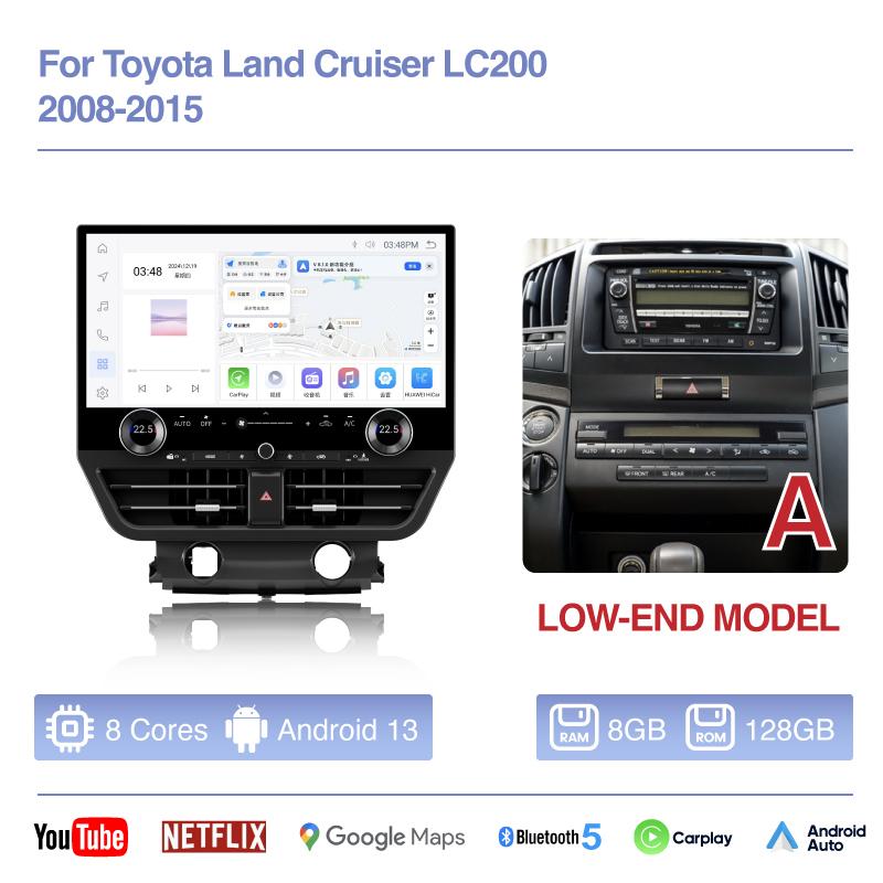 19.8" Carplay For Toyota Land Cruiser LC200 2008-2015 Car Multimedia Video Player GPS Navigation Radio Android Auto 4G 360camera