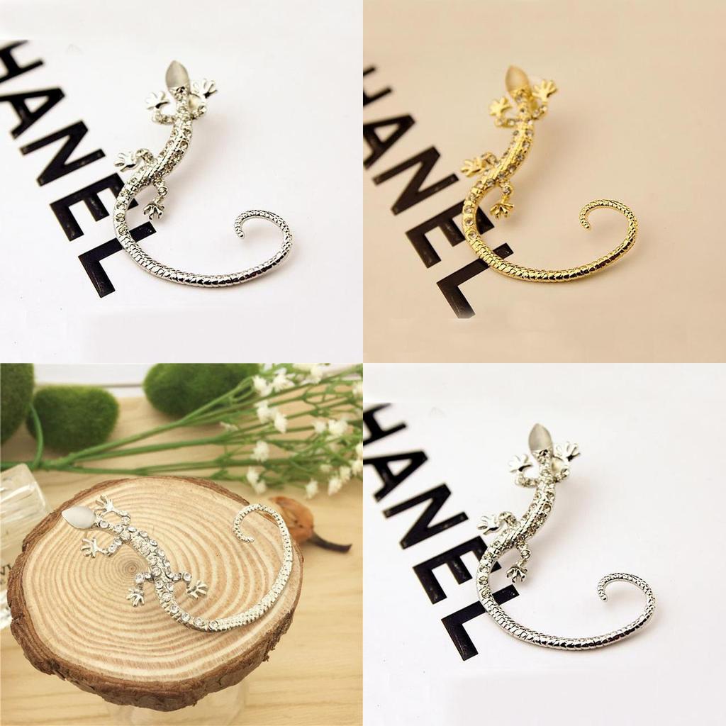 Exaggerated Gecko Lizard Jewelry For Women With Sparkling Crystals And Alloy