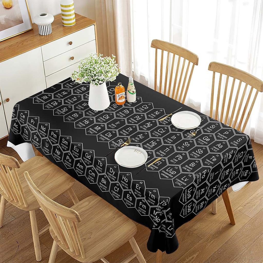 Periodic Table of Elements Rectangular Tablecloth Chemistry Topic Creative Tablecloth Decorations for Kitchen Ding Rom Party
