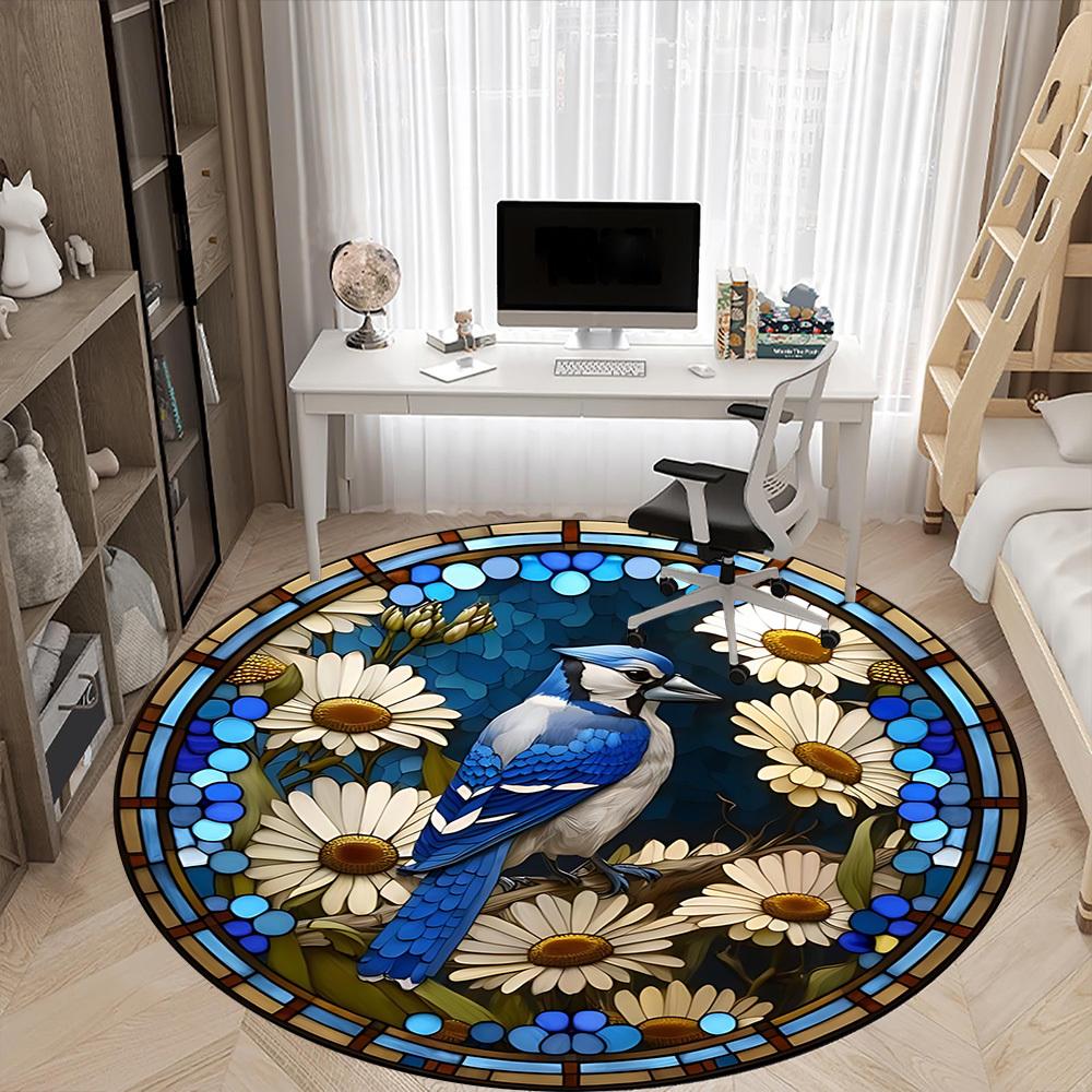 1pc Stained Glass Jay Carpet for Office, Non-slip, Soft and Durable Office Rug, Perfect for Office yy260128094