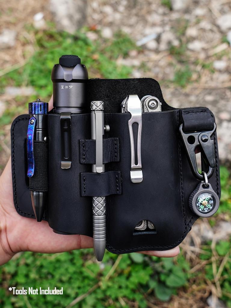 ST2 Leather Multi Tool EDC Leather Belt Belt EDC Organizer for Leatherman Keychain Great for Work and Everyday Great Gift for Men Sheath, Organizer,