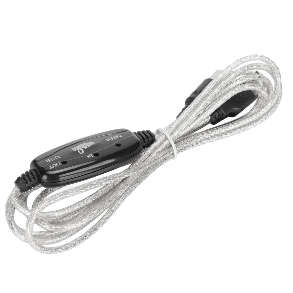 MIDI To USB Cable Approx 2.2yd Long 16 Channels USB PC Interface LED Power Input Output Indicator USB MIDI Cable