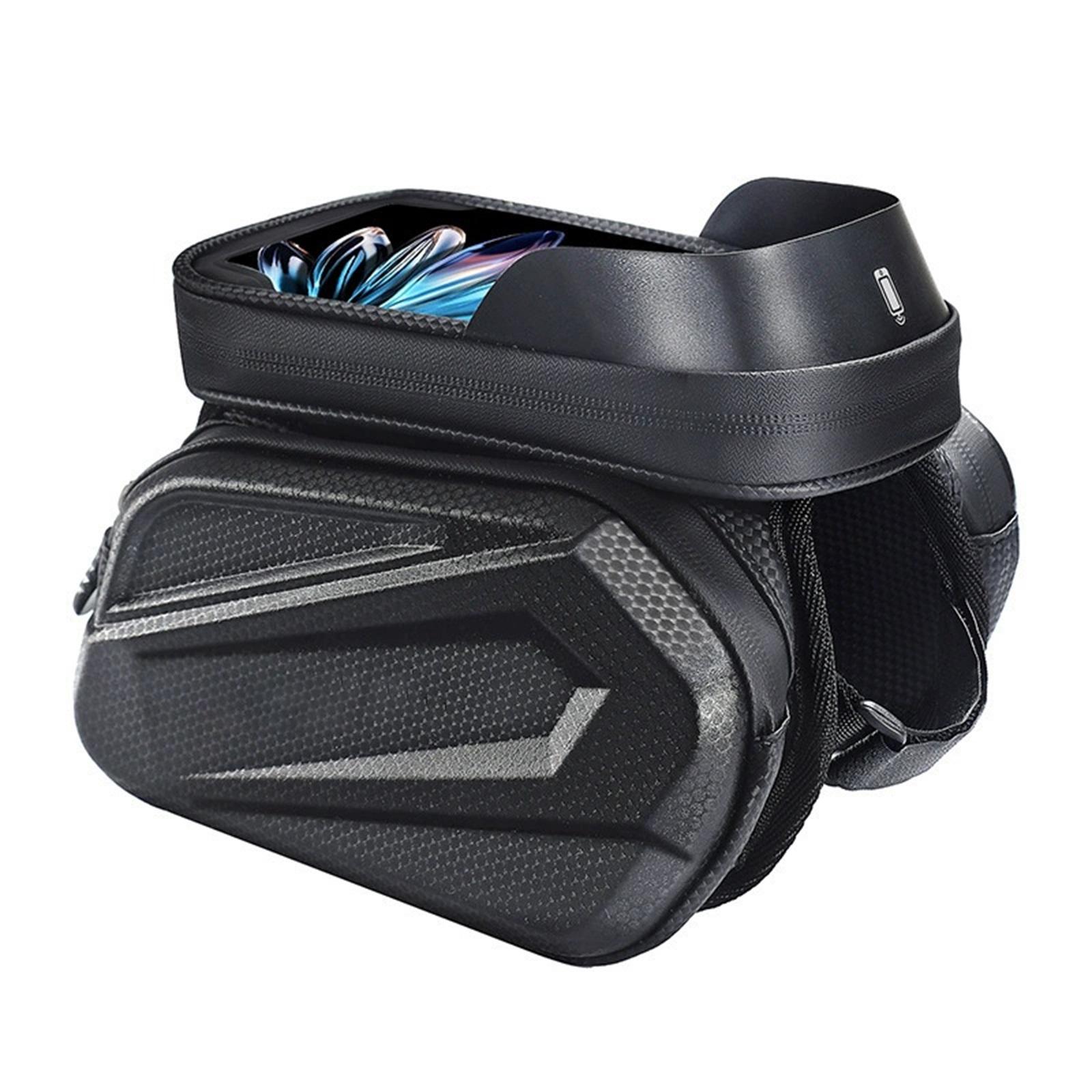 

Bike Frame Bag - 2.73L Detachable Touchscreen Pouch w/EVA Hardcase & 360° Swivel, Top Tube Bike Bag/Handlebar Mount for / up to 7 - One Size чёрный
