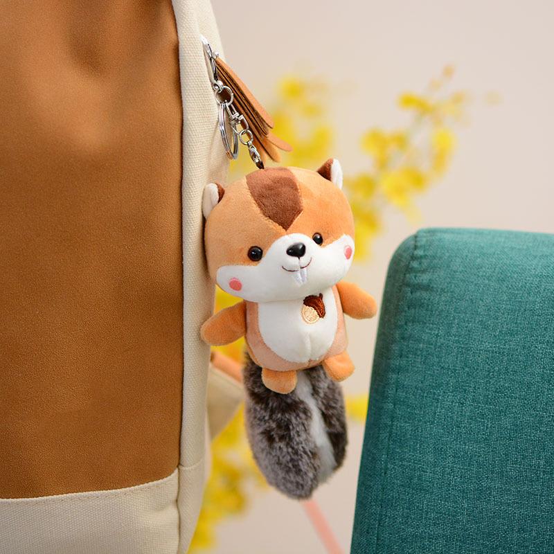 Kawaii Squirrel Plush Toys Simulation Animal Dolls Stuffed Soft Keyring Bag Pendant Home Decorative For Children Girls