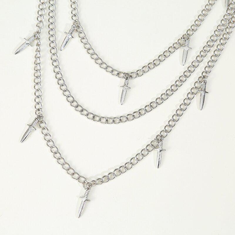 European & American Hip Hop Sword Pendant Multi-layer Metal Waist Chain